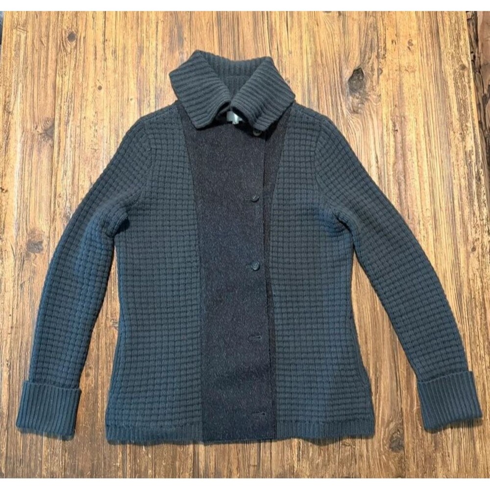 Vintage Mixed Media Wool Waffle Knit Asymmetrical Jacket Size M